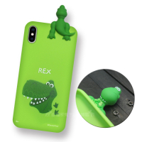 迪士尼授權正版 iPhone Xs Max 6.5吋 趴姿公仔手機殼 親膚軟殼(抱抱龍)