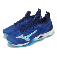 Mizuno 排球鞋 Wave Momentum 3 男鞋 藍 白 襪套 緩衝 室內運動 羽排鞋 美津濃 V1GA2312-01