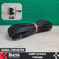 Karet Lis Kaca Etalase 056 Hitam Untuk Frame Pintu Jendela Aluminium & Etalase
