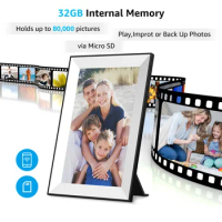 WiFi 10.1 Inch Digital Picture Photo Frame 1280x800 IPS Touch Screen 32GB Frameo Smart Photo Frame APP Control Detachable Holder