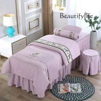 High-End Beauty Bedspread Four-Piece Set Pure Cotton Beauty Salon Special Head Massage Therapy Bedspread Universal