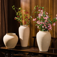 手工磨砂粗陶大陶罐花瓶擺件復古裝飾中式客廳小清新插花陶瓷花器