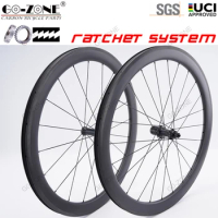 700c Carbon Road Wheels V Brake Gozone R275 Ratchet System Straight Pull Normal / Ceramic Bearings UCI Approved Bike Wheelset