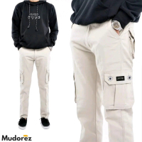 Celana cargo panjang pria dewasa premium Slim Fit Katun Hitam Casual Cowok