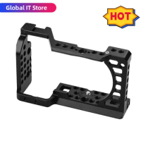 Aluminum Alloy Camera Cage Rig With Cold Shoe Mount 1/4 3/8 Threaded Holes For Sony A6000 A6100 A6400 A6500