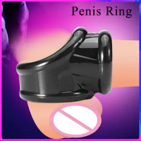 Male Scrotum Ring TPE Reusable Penis Ring Scrotum Squeeze Ring Stretcher Delay Ejaculation Erection Chastity Cage Ball Cock Ring