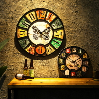 美式復古懷舊掛鐘客廳餐廳墻上小掛件創意田園鄉村鐘表裝飾品壁飾
