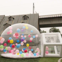 SAYOK 13ft Inflatable Bubble Tent House Dome with Balloon Clear Inflatable Bubble Dome Tunnel for Kids Home Party Event Birthday
