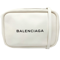 【Balenciaga 巴黎世家】489812 經典EVERYDAY系列品牌字母烙印小牛皮相機斜背包 (白色-S號)