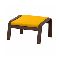 POÄNG 椅凳, 棕色/skiftebo 黃色, 68x54x39 公分