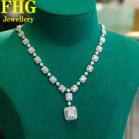 5Ct Natural Diamond 18K White Gold Necklace Luxury Party Fine Jewelry Girl Birthday Gift