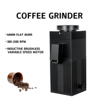 GC64 Coffee Grinder - 64mm Flat Burr, Fine Adjustment for Espresso, Pour Over, 110-240V Variable Speed Coffee Bean Grinder