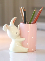 書房筆筒時尚生日家居辦公桌擺設品創意擺件禮物小兔子飾品可愛