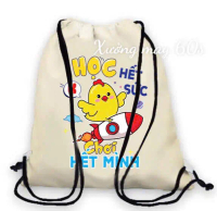 Xưởng May 60s BA LÔ TÚI RÚT IN TÊN THEO YÊU CẦU Màu Trắng Kem Kích Thước N33*C36 cm Vải Canvas Dày D