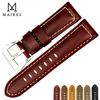 MAIKES New design watchbands for Fossil 22 24 26mm vintage genuine cow leather watch strap band watch accessories for Panerai