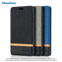 Canvas PU Leather Phone Bag Case For OPPO Realme GT 5G Q3 Pro 5G Flip Case For OPPO Realme GT Neo Case Soft Silicone Back Cover