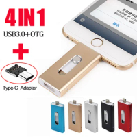 OTG USB Flash Drive For iPhone X/8/7/7 Plus/6/6s/5/SE ipad Metal Pendrive HD Memory Stick 8 16G 32G 64G 128G Flash Drive usb 3.0