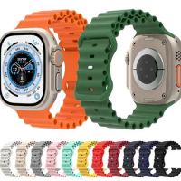 Ocean strap For Apple watch Ultra 49mm Silicone Original 1:1 Bracelet iWatch Series Ultra 1 Ultra 2 49mm Replace Sport Watchband