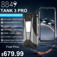 8849 Tank 3 Pro by Unihertz Rugged Smartphone 5G with 100 Lumens Projector 32/36GB 512GB 23800mAh Waterproof 200MP Cell Phones