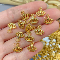 Pure 24K Yellow Gold Pendant Women 999 Gold 3D Crown Necklace Pendant 1pcs