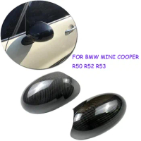 Car Rearview Mirror Cover Carbon Fiber Side Rear View Mirror Cover Shell Caps For BMW MINI Cooper R50 R52 R53 Decoration Sticker