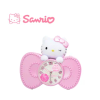 【SANRIO 三麗鷗】HELLO KITTY 甜美蝴蝶結七彩超靜音貪睡鬧鐘 JM-E601-KT
