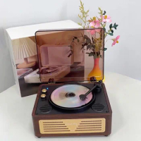 Desktop mini all-in-one CD player portable retro Bluetooth stereo CD player home brown record player