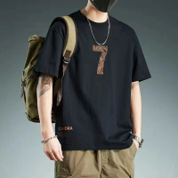 (COD) Men's short-sleeved 2026 summer new printed loose-fitting round-neck T-shirt boxy menswear Cla