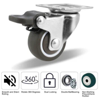 4Pcs Furniture Casters Wheels Stainless Steel Swivel Caster Silver Roller Wheel For Platform Trolley Chair Sturdy Locking Caster
