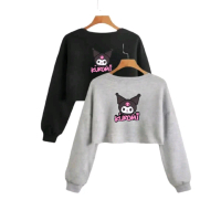 AL'ADAMKIDS Sweater Crop Anak Perempuan Sweater crewneck Crop Top Kuromi Tangan Panjang Trendi Kekin