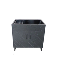 【G一佑櫥櫃店】實木櫃水槽 55*45cm單盆 無龍頭(優質竹香木 帶收納櫃 廚房水槽 洗手池 水槽 預購15天)