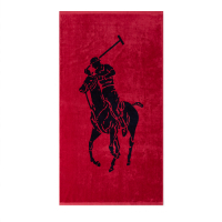 Polo Ralph Lauren 經典大馬圖案大沙灘雙面浴巾-紅色