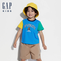 【GAP】男幼童裝 Logo純棉小熊印花圓領短袖T恤-藍色(465360)