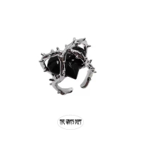 Poison Thorns RING by The Goats Dept / cincin hati hitam pria wanita y2k model terbuka adjustable da