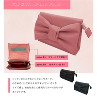 日本雜誌香里奈Pink Trick氣質甜美立體蝴蝶結手拿包化妝包護照包隨身鏡子收納包-絕版品兩色各一