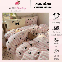 [ MOJI ] Set 4 Món Chăn Ga Gối Cotton Đũi , Mềm Mát , Nhẹ , An Toàn Với Da