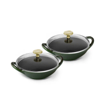 【法國Staub】迷你煲琺瑯鑄鐵鍋16cm2件組(德國雙人牌集團官方直營)