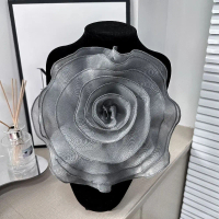 DIY Berbilang lapisan Organza Patch Bunga Besar 3D Bunga dada Pakaian Patch Buatan tangan Aksesori b