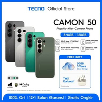 [SUPERZOOM FLASHSNAP] TECNO CAMON 50 8GB+8GB*/128GB, 50MP Sony + 8MP Ultra Wide, 32MP Front Camera, 
