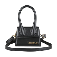 【JACQUEMUS】JACQUEMUS Le Chiquitoxu立體金字LOGO牛皮吸釦式手提/斜背梯形包(迷你/黑)