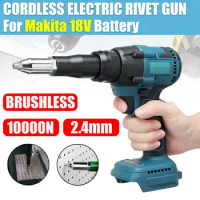 Brushless Cordless Riveter Gun Electric Rivet Nut Gun Drill Rechargeable Automatic Rivet Gun LED Light for Makita 18V Battery