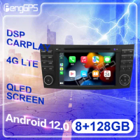 8" Carplay Screen for Mercedes Benz W211 W209 2 Din Car Radio Multimedia Player Android 12 Stereo AI Voice GPS Navi BT SWC RDS