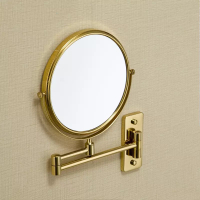 Cermin solek emasperak tembaga cermin bilik mandi 3 X pembesar cermin lipatan mencukur 8 inci dinding ung 360 berr cermin bulat