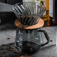Glass Coffee Server 600ml Reusable Iced Tea Water Beverage Pour Over Brewing Dripper with Scale Office Pot Drinkware Tools