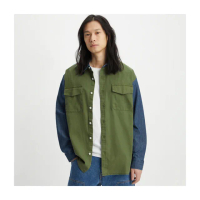 【LEVIS 官方旗艦】男款 Oversize寬鬆版拼接牛仔襯衫外套 熱賣單品 A5724-0001