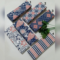 Batik Cap Garutan Handmade Pekalongan Seri Warna Biru Pink Salem Baju Benang Motif Embos Unik Ukuran