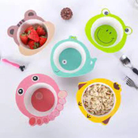 X&W Bamboo Vibramt Wadah Makan Anak XY017 Mangkok Bayi Bpa Free - Karakter Animals