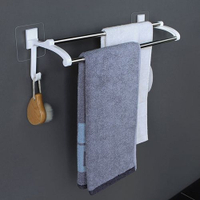免打孔浴室雙桿毛巾架 (40cm) 不銹鋼浴巾架
