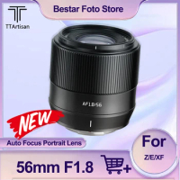 TTArtisan AF 56mm F1.8 Large Aperture Portrait Lens with Eye Detection for Fuji X-E3 X-T5 Sony A9 ZV-E1 Nikon Z30