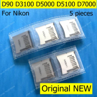 100%NEW 5pcs For Nikon D90 D3100 D5000 D5100 D7000 SD Memory Card Reader Connector Slot Holder Camera Replacement Repair Part